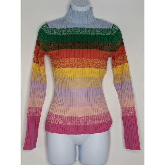 Revolve Stitches + Stripes Rainbow Turtleneck Sweater - Picture 3 of 10